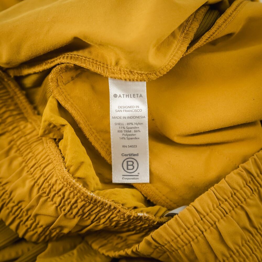 Athleta Size 0 Textured Brooklyn Jogger Mustard Yellow Solid Nylon Active Pants - Picture 6 of 7